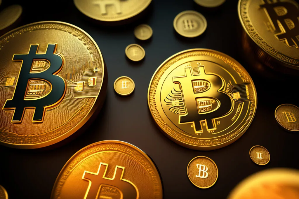 Collection gold coins with word currencies them